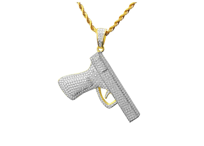 14 KT Gold Plated Hip Hop Handgun Pendant